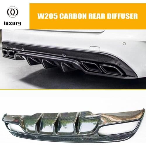W205 Carbon Fiber Rear Bumper Diffuser for Benz W205 C-class Sedan C180 C200 C300 C43 with AMG Package 2015 - 2020