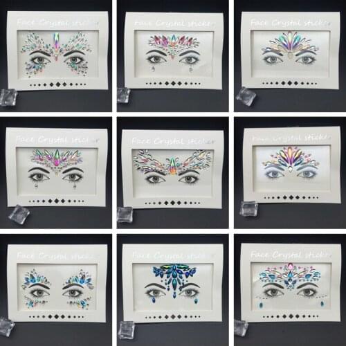 DIY Face Temporary Tattoo Makeup Rhinestone Remove Art Eye Tattoo Fake Forehead Self Adhesive Sticker HandPicked Festival Party