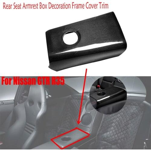 For Nissan GTR R35 2008-2016 Real Carbon Fiber Car Styling Rear Seat Armrest Box Decoration Frame Cover Trim