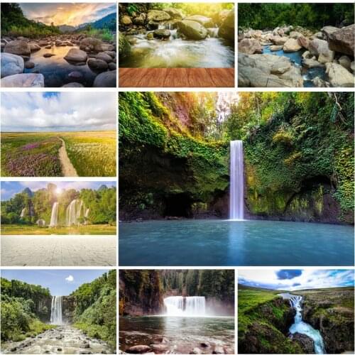 Natural Scenery Waterfall Photography Backgrounds Props Spring Landscape Portrait Photo Backdrops 21110WA-06
