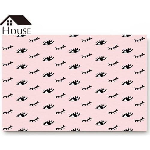 Eyes Repeating Cartoon Eyelashes Art Pink Bath Rugs Non-Slip Doormat Door Mat Bathroom Accessories
