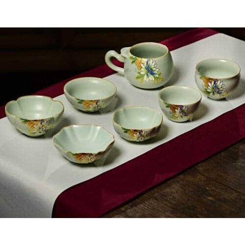 Ruyao Ceramic Porcelain Flower Tea Coffee Cup and Coaster