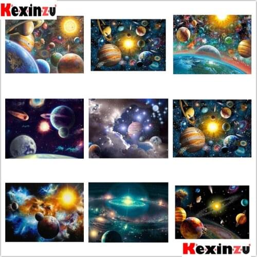 Kexinzu Full Square/Round 5D Diy Diamond Painting Cross Stitch "Space Planet " Diamond 3D Embroidery Mosaic Home Decor Ds001