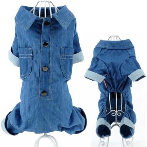 Autumn winter pet dog cat fashion jumpsuits doggy cool denim tracksuits apparel puppy rompers clothes dogs cats outwear 1pcs