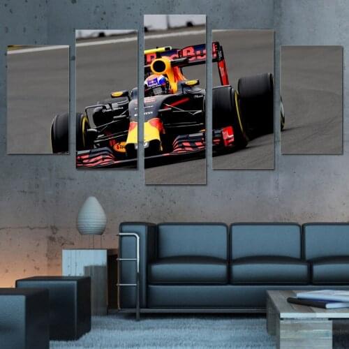 Modular Canvas HD Prints Fashion Home Art Car Posters 5 Pieces F1 Cycle Racing Paintings Boys Room Decor Framework