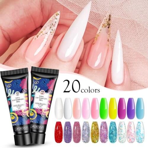 MSRUIOO 15ML Glitter UV Gel Nail Polish Acrylic Extension Varnish White Pink Jelly Builder Glue Nail Art Manicure Gel