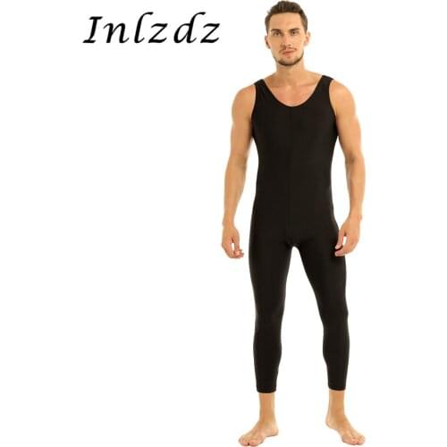 Mens Ballet Leotard Unitard Tight Bodysuit for Dancing Scoop Neck Skin-Tight Vest Male Gymnastics Ballet Leotard Dancewear