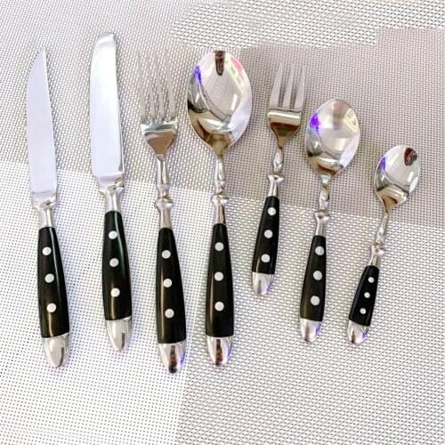 Steel Western Food Tableware Set Three Nails Knife, Fork and Spoon Practical Bakelite Black Handle Stainless Steel Knife