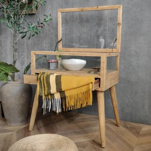 Small Sideboard] Wooden Simple Nordic Tempered Glass Display Cabinet Jewelry / Ceramic Display Cabinet