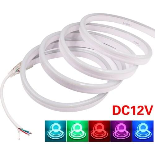 12V RGB Neon LED Strip Light Neon Sign 5050 80LED 2835 120LED IP68 Waterproof Flexible Rope Lights Rainbow Lamp Home Decoration