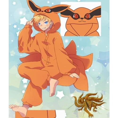 New Anime Hokage Kurama Konoha Kakashi Cosplay Costumes Pajamas kyuubi Tail Jumpsuits Flannel Sleepwear Zipper Pyjamas Bathrobe