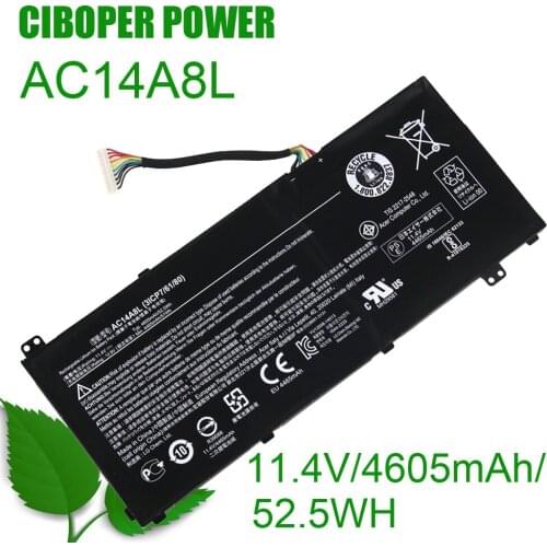 Origianl Quality Laptop Battery AC14A8L 11.4V/4605mAh/52.5Wh For VN7-571 VN7-571G VN7-591 VN7-591G VN7-791G MS2391 KT.0030G.001
