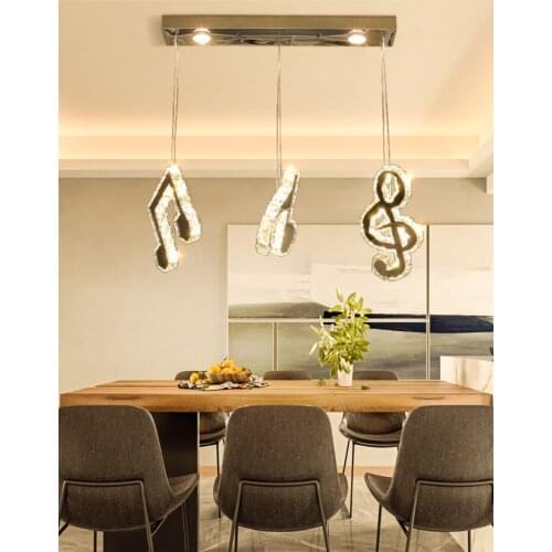 Simple crystal creative musical note chandelier personality fashion restaurant lamp bar table art chandelier