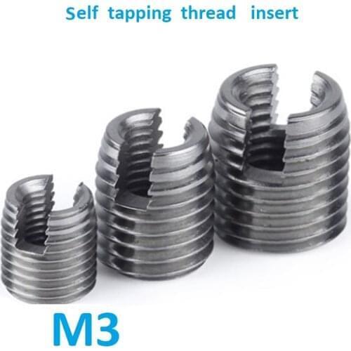 20pcs M3 stainless steel SUS303 Threaded Inserts Metal Thread Repair Insert Self Tapping Slotted Screw Threaded
