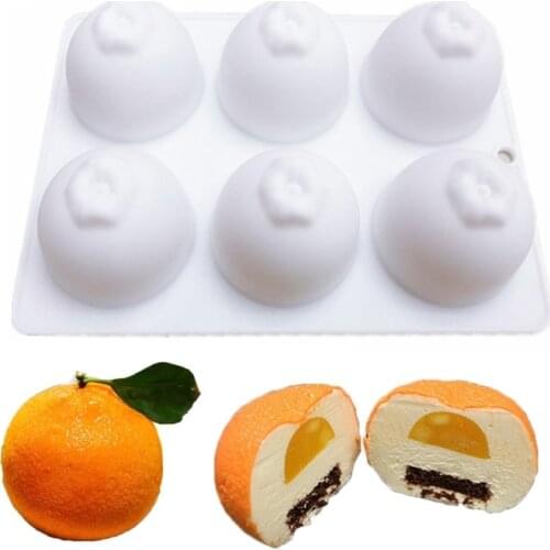 Silicone Molds For Baking Fondant 3D Orange Truffle Chocolates Mold Ice Cream Mould Cake Decorating Tools 6-Cavity