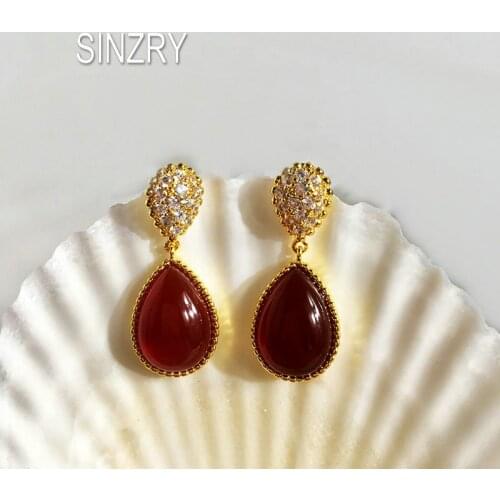 SINZRY hot cubic zirconia shinning stone waterdrop vintage elegant dangle earrings fashion trendy jewelry