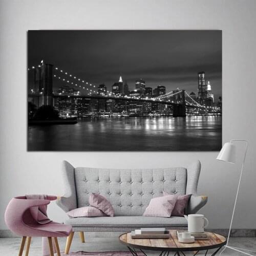Modern City Night View Landscape Painting Wall Art For Home Living Room Decoration Canvas Painting Posters And Prints Pictures