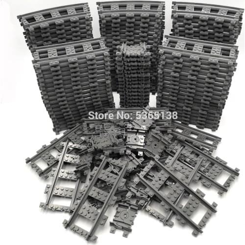 City Train Tracks Straight Curved Flexible Tracks Rail Building track Parts Kids Diy Construction Toys Compatible Major Brand