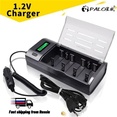 PALO C D Size Battery Charger 1.2V Ni-MH AA AAA Smart Charger For 1.2V AA AAA C D R20 Nimh Rechargeable Battery 9V Multi Usage