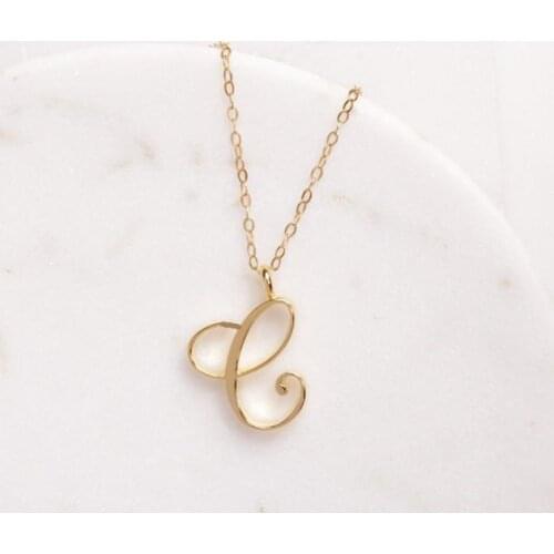 10PCS Unique Monogram Letter C Necklace Cursive C Pendant Initial Clavicle Charm Jewelry for lovers Gift