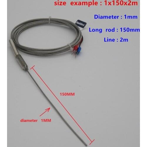 High-quality Stainless Steel Probe Temperature Controller Sensor K Type Thermocouple Tube with 2m Wire Cable 1x50x2m