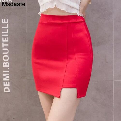 Summer Skirts Work Wear High Waist Mini Formal Business Womens Office Lady Bodycon Vintage Pencil Skirt Female Sexy Split Skirts