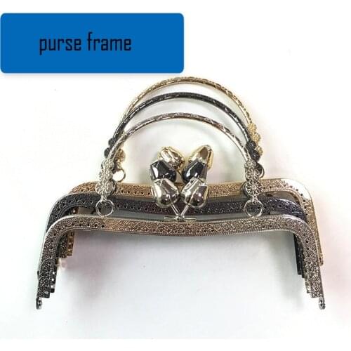 20cm flower bloom kiss buckle women coin bag making accessories purse frame clasp 3pcs/lot with metal o ring handle