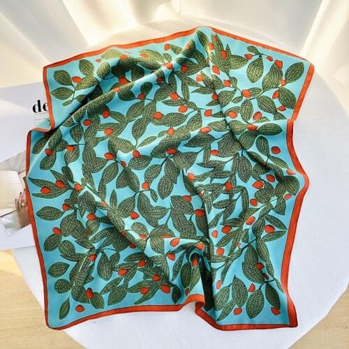 2021 New 53cm Silk Square Neck Scarf For Women Foulard Female Hijab Headband Neckerchief Scarves Bandana Lady Shawl Wrap Poncho