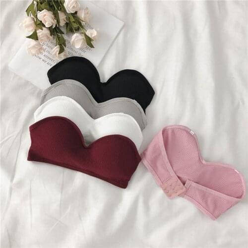 Women Bras Thread Beauty Back Tube Tops Underwear Solid Color Strapless Tube Top Comfortable Anti-light Female Underwear
