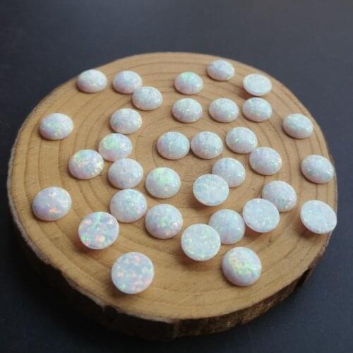 100pcs/lot 8mm Synthetic Round Cabochon Opal Stone Round White Fire Opal for DIY Jewelry