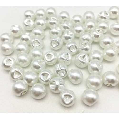 100pcs Ivory Pearls 10mm Round Ball Buttons Sewing Garment Accessories Baby Fancy Dress Button Jewelry Making