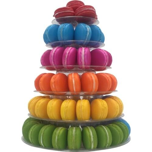 6 Layer High Quality Macarons Display Tower PVC Macaron Tower Stand Fondant Cake Stand Wedding Cake Decorating Tool