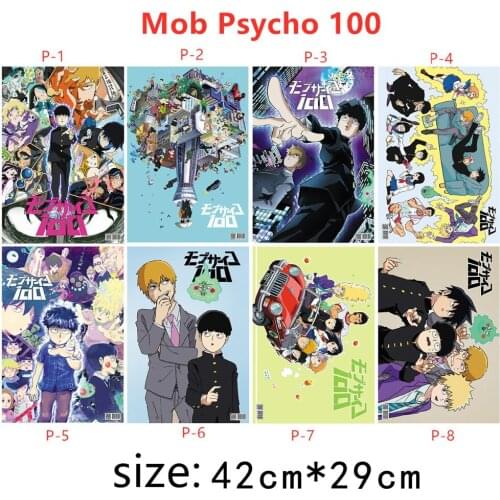 Anime Mob Psycho 100 Toys Posters Mobu Saiko Hyaku Included 8 Pictures Sizes 42x29 CM random 8 pictures