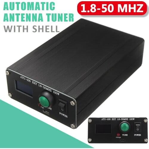 Automatic Antenna Tuner With Shell ATU-100 1.8-50Mhz 10-15V DC Mini Antenna Tuner OLED Display Communications Antennas