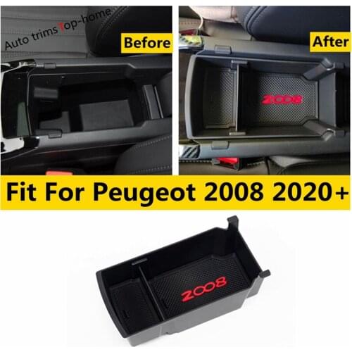 Car Arm Rest Storage Box Center Console Glove Box Holder Tray Organiser Auto Interior Accessories For Peugeot 2008 2020 2021