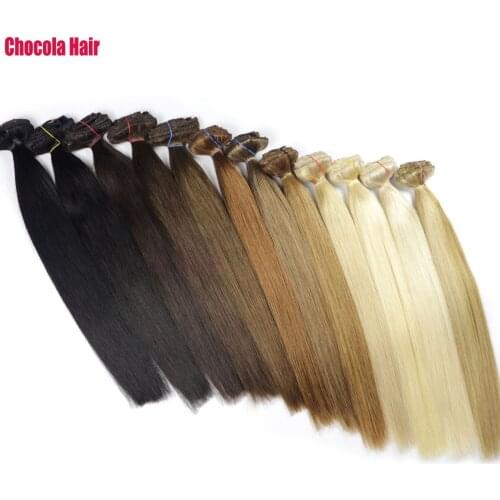 Chocola Full Head Brazilian Machine Made Remy Hair 10pcs Set 180g 16"-28" Natural Straight Clip In Human Hair Extensions