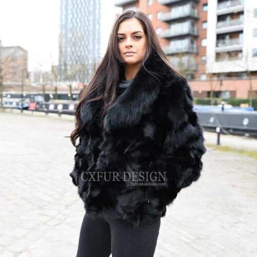 CX-G-A-258C Women Warm Coat Short Slim Winter Real Fox Fur Jackets Fashion Outwear Luxury For Girl