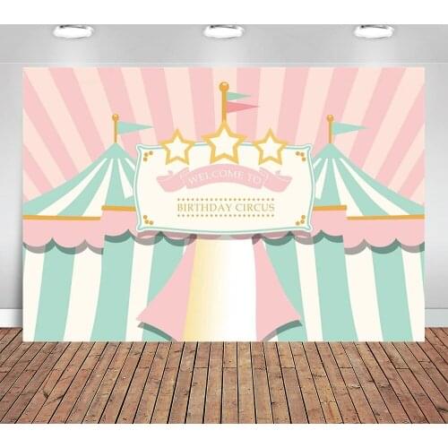 Welcome To Birthday Circus Background Abstract Tents Baby Party Decoration Photography Backdrop Sweet Princess Girl Children