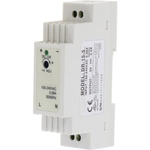 DR-15 15W Single Output 5V 12V 15V 24V Din Rail Mounting Industrial Switching Power Supply Supplier