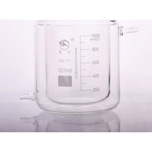 Double-deck beaker,Low form with tick marks 1000ml,Double-layer cold trap with graduations,Photocatalytic reaction bottle