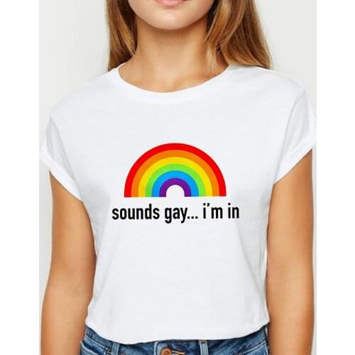 New T-shirt Female LGBT sounds gay I'm in Tshirt Oversize Round Neck женская Tee shirt Spring Summer Funny Show Thin T-shirts