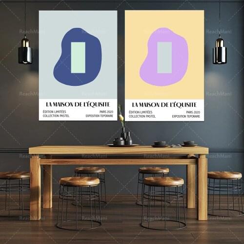 Galerie abstraite Art Print | Exposition d’affiches du Musée floral Mid Century moderne | YELLOW PURPLE Pastel imprimé d’impress