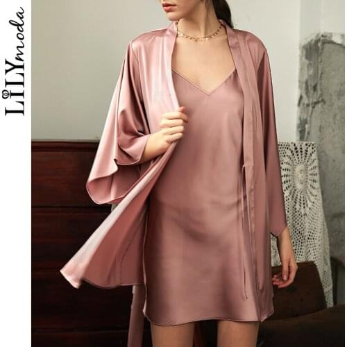 2PCS Personalized Satin silk Bride Robe women custom wedding Belt Bathrobe Womens Sleep Sexy Sleepwear best gift bridal