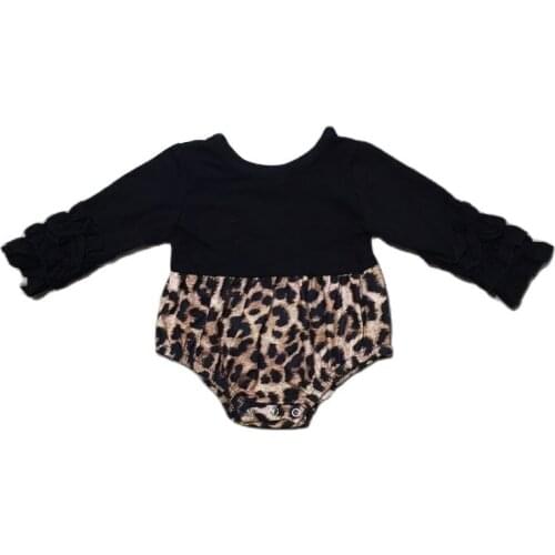 Girlymax Jumpsuit Ruffles Black Leopard Long Sleeve Milk Silk Baby Girls Kids Clothing Infant Romper Toddler