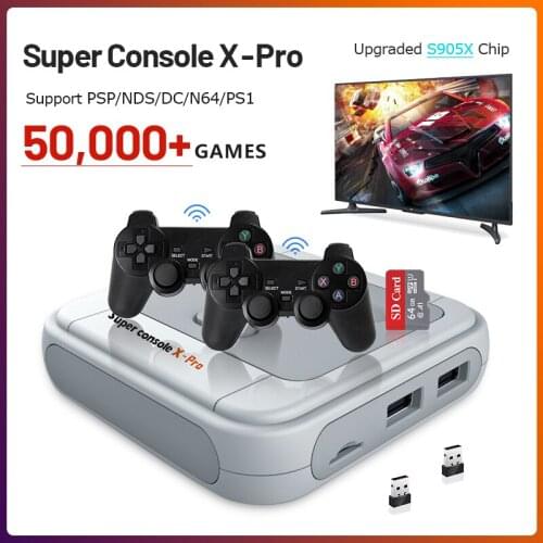 Video Game Console Super Console X Pro S905X for PSP/DC/N64/PS1 Retro Mini TV Box Dual system Built-in 50+ Emulator 50000+ Games