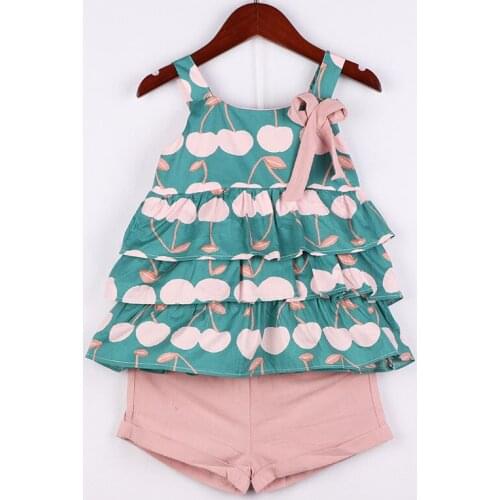 New Brand Girls Clothes Set Sleeveless Dot Green Tops And Pink Pants 2 pcs Children Clothing Suit Children Summer Clothes