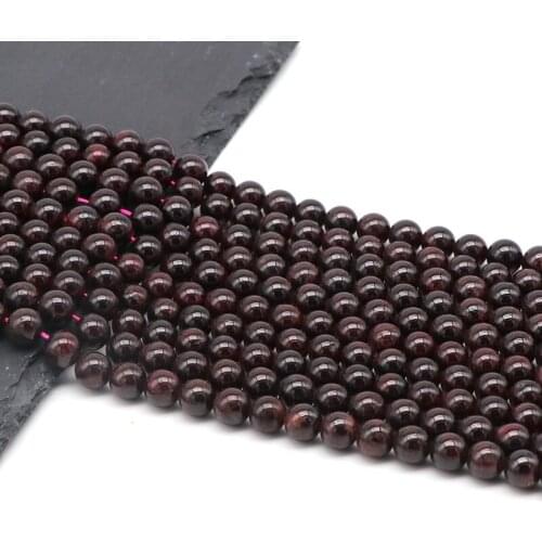 New Natural Stone precious Garnet Beads Natural Gem Dark Red Round Smooth Beads 4 6 8 10 12MM DIY Bracelets For Jewelry Making