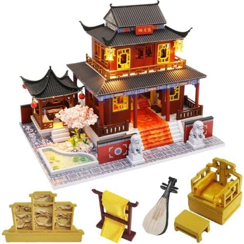 LucyDdoll Kids Toys Doll House Furniture Assemble Wooden Miniature Dollhouse Diy Dollhouse Christmas Gift Toys For Children M909