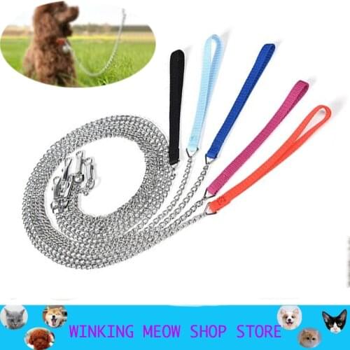Metal Durable Dogs Leash Strong Stainless Steel Dog TractionRope puppy Chain Pet Leash Long for Large Dogs Pet Supplies S M L