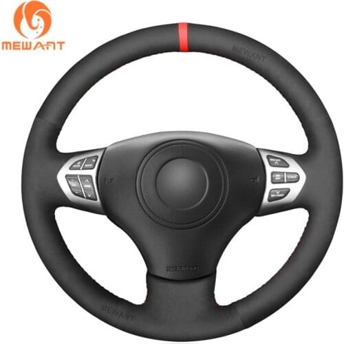 MEWANT Black Suede Genuine Leather Steering Wheel Cover for Suzuki Grand Vitara 2006 2007 2008 2009 2010 2011 2012 2013-2014